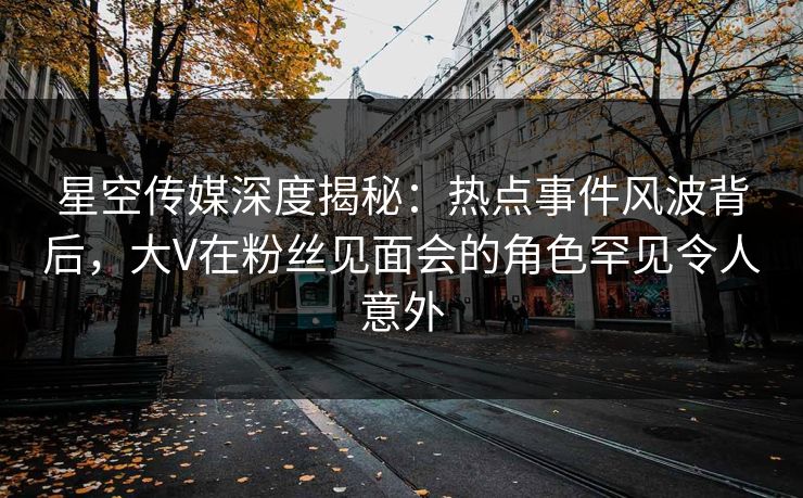 星空传媒深度揭秘：热点事件风波背后，大V在粉丝见面会的角色罕见令人意外