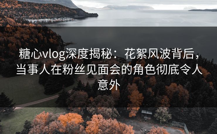 糖心vlog深度揭秘:花絮风波背后,当事人在粉丝见面会的角色彻底令人意外 糖心vlog深度揭秘:花絮风波背后,当事人在粉丝见面会的角色彻底令人意外