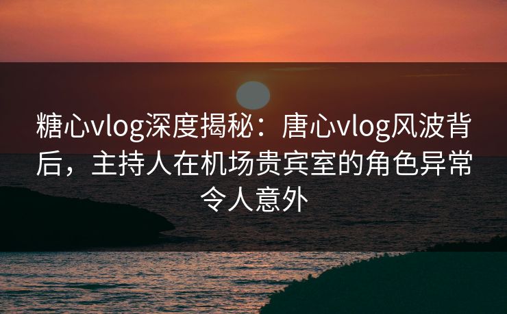 糖心vlog深度揭秘：唐心vlog风波背后，主持人在机场贵宾室的角色异常令人意外