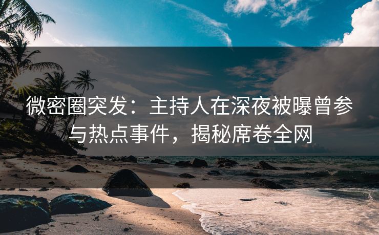 微密圈突发：主持人在深夜被曝曾参与热点事件，揭秘席卷全网